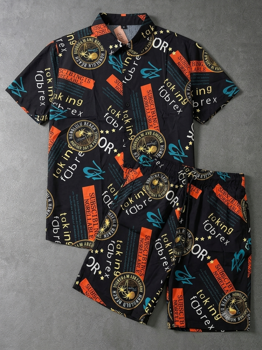 Urban Graphic Typography Black Linen Co-ord Set | Streetwear Style