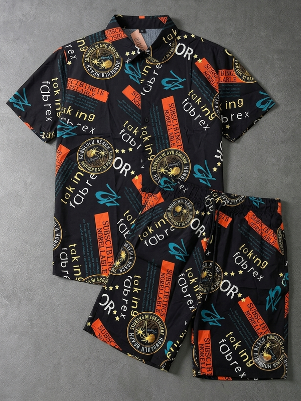 Urban Graphic Typography Black Linen Co-ord Set | Streetwear Style