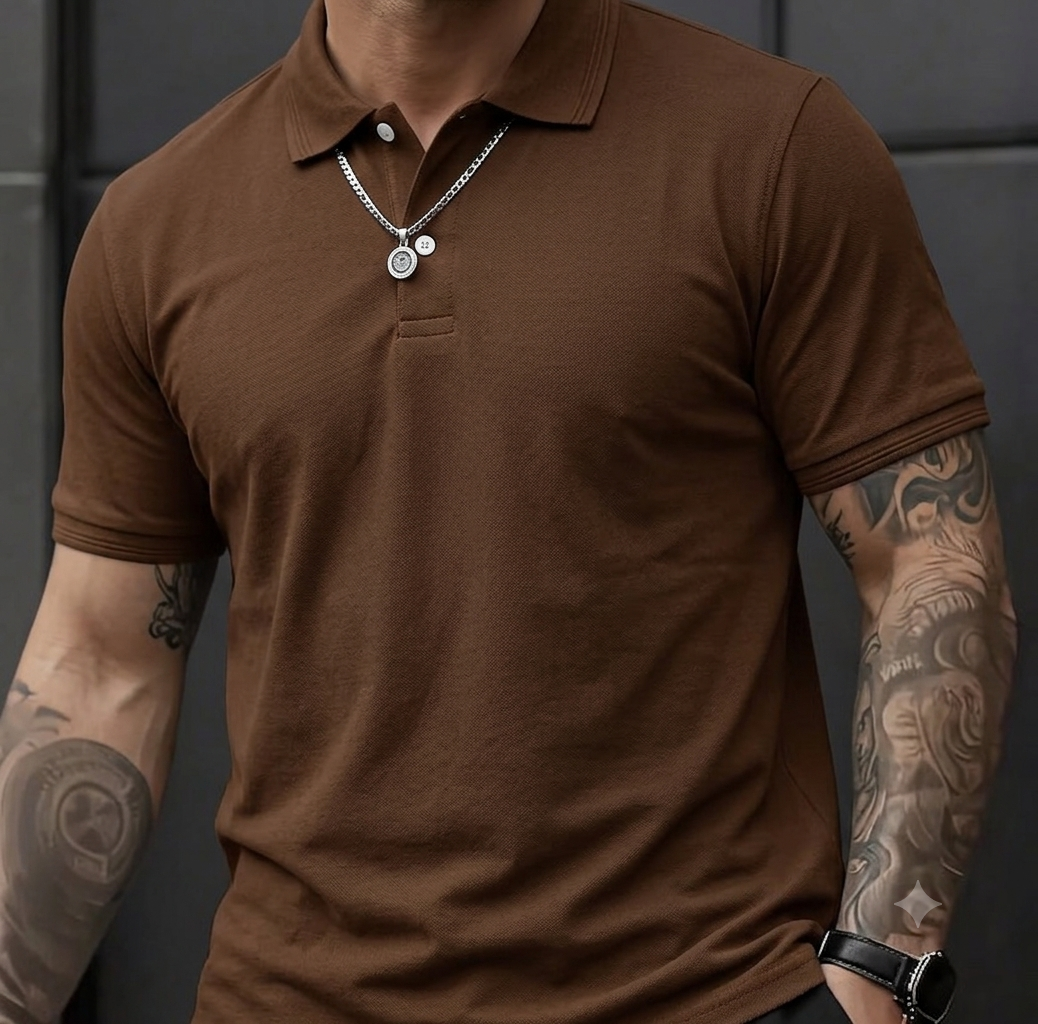 🔥 Premium Men's Classic Brown Polo Shirt - Ultra-Soft Pique Cotton Breathable Fabric Decent Smart Fit Collared Tee 🔥