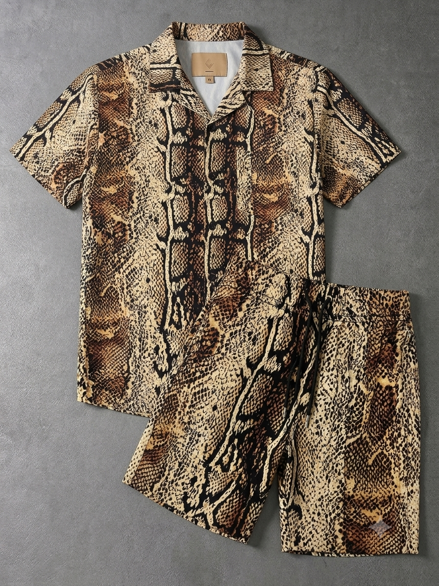 Wild Snake Skin Animal Print Pure Linen Co-ord Set | Trendy Summer We