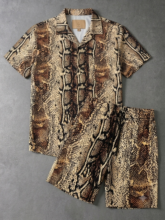 Wild Snake Skin Animal Print Pure Linen Co-ord Set | Trendy Summer We